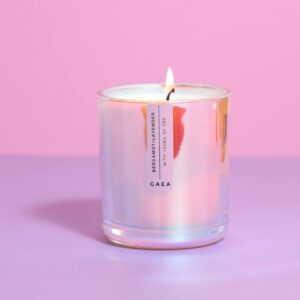 Elegant CBD-infused candle with a calming glow, perfect for relaxation and ambiance.